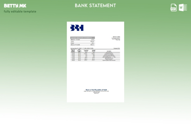 Модерен стил на Хаити BRH шаблон за извод од банка